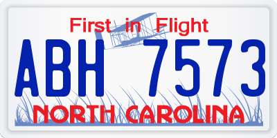 NC license plate ABH7573