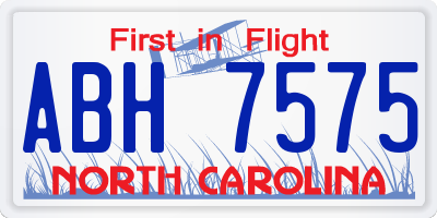 NC license plate ABH7575