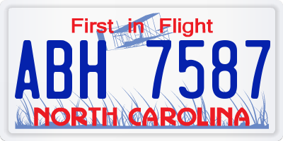 NC license plate ABH7587