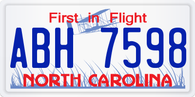 NC license plate ABH7598