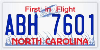 NC license plate ABH7601