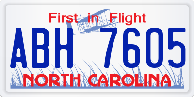 NC license plate ABH7605
