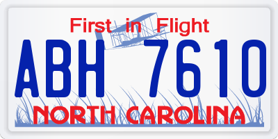 NC license plate ABH7610