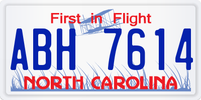 NC license plate ABH7614