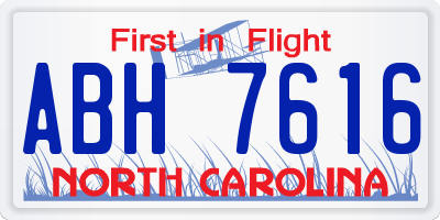 NC license plate ABH7616