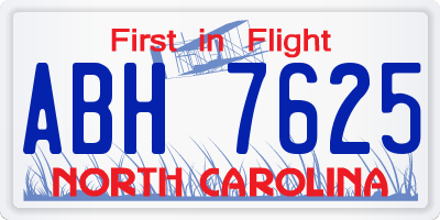 NC license plate ABH7625