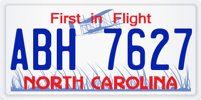 NC license plate ABH7627