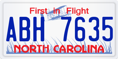 NC license plate ABH7635