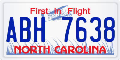 NC license plate ABH7638