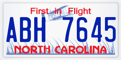 NC license plate ABH7645
