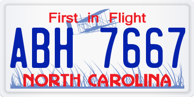 NC license plate ABH7667
