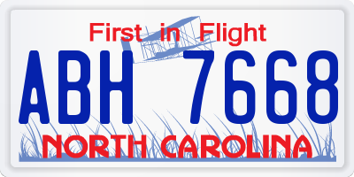 NC license plate ABH7668