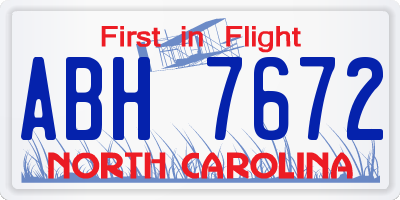 NC license plate ABH7672
