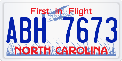 NC license plate ABH7673