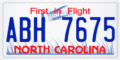 NC license plate ABH7675