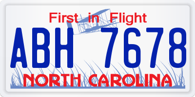 NC license plate ABH7678