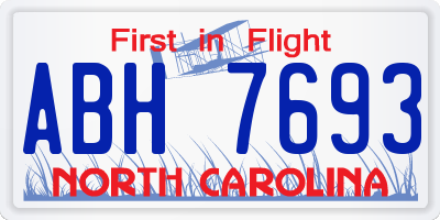 NC license plate ABH7693