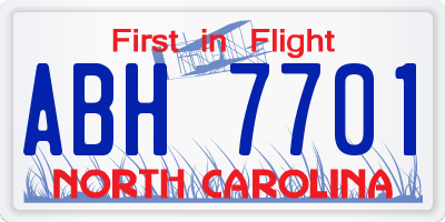NC license plate ABH7701