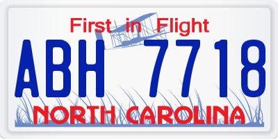 NC license plate ABH7718