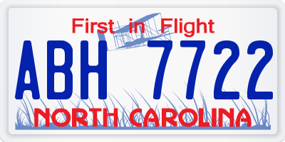 NC license plate ABH7722
