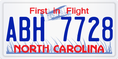 NC license plate ABH7728
