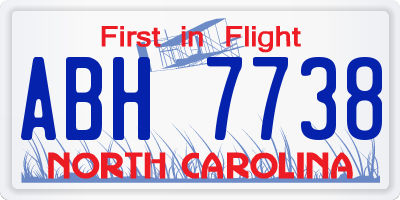 NC license plate ABH7738