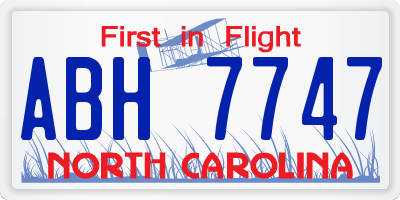 NC license plate ABH7747