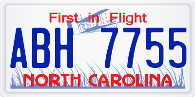 NC license plate ABH7755