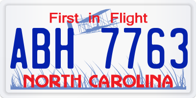 NC license plate ABH7763