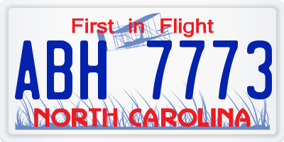 NC license plate ABH7773