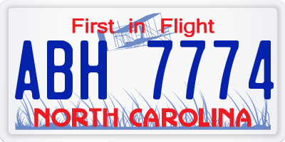 NC license plate ABH7774