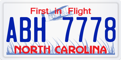 NC license plate ABH7778