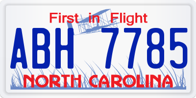 NC license plate ABH7785