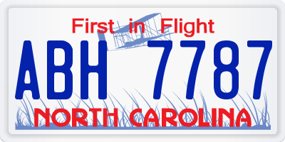 NC license plate ABH7787