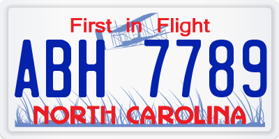NC license plate ABH7789