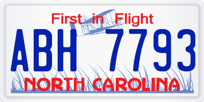 NC license plate ABH7793