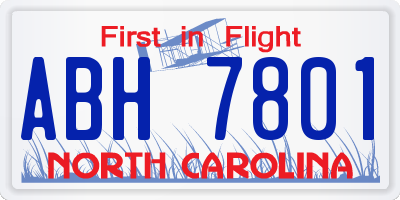 NC license plate ABH7801
