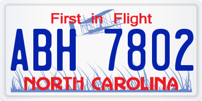 NC license plate ABH7802
