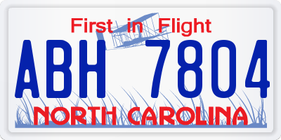 NC license plate ABH7804