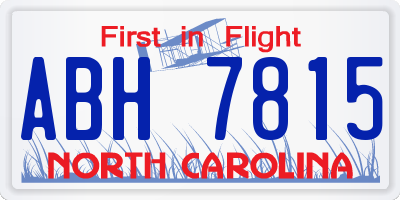 NC license plate ABH7815