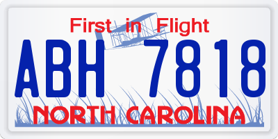 NC license plate ABH7818