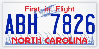 NC license plate ABH7826