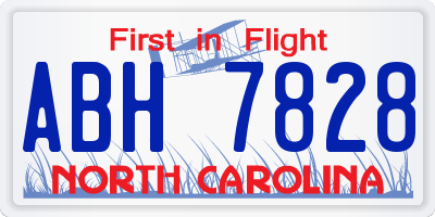 NC license plate ABH7828