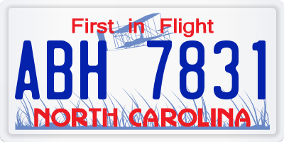 NC license plate ABH7831