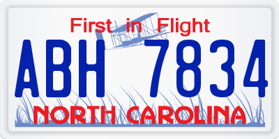 NC license plate ABH7834