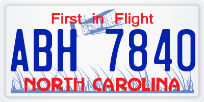 NC license plate ABH7840