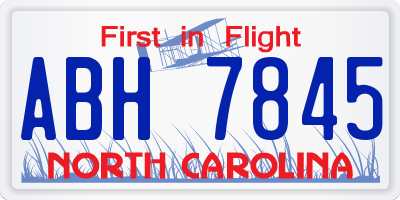 NC license plate ABH7845