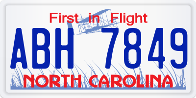 NC license plate ABH7849