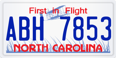 NC license plate ABH7853