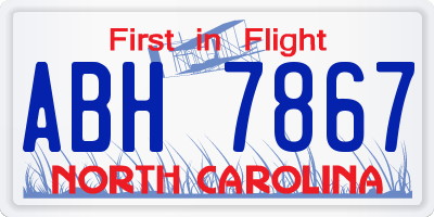 NC license plate ABH7867